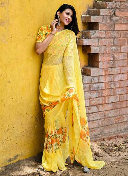 Yellow Colour ASHIMA RIHANA FLOWER Weightless Sequence Fancy Ethnic Wear Saree Collection 3704